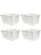 FCG Home - 4 Pack - White Basket Tray Kitchen Pantry Cupboard Storage Organizer Box Bin (Medium)
