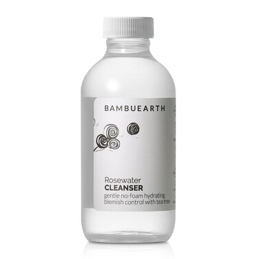 BambuEarthRosewater Face Cleanser (4 oz) - Helps Hydrate, Balance, and Soothe - Non-Foaming, Vegan, Alcohol-Free Cleanser with Organic Rosewater to Support Skin&#39;s Barrier