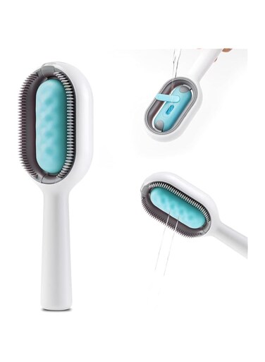 ZELLYA 2 in 1 Cat Brush with   Pet Grooming Brush for Long &amp; Short Haired Cats   Cleaning Slicker Brush for Puppy Kitten   Cat Massage and Removal of Loose Fur (Blue)