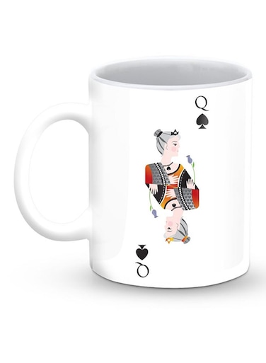 Premium Queen Of Spades Designer Mug White/Black