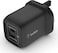 Belkin 65W Dual USB Type C Wall Charger, Fast Charging Power Delivery 3.0 With Gan Technology, USB Plug Fast Charger For iPhone 16, 15, 14, iPad, Macbook, Samsung Galaxy S24, Pixel And More, Black