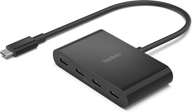 Belkin Connect USB-C To 4-Port USB-C Hub, Multiport Adapter Dongle With 4 USB-C 3.2 Gen2 Ports &amp; 100W PD With Max 10Gbps High Speed Data Transfer For Macbook, iPad, Chromebook, PC, And More