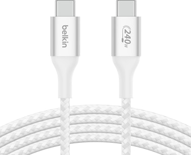 Belkin Boostcharge USB-C To USB-C Power Charger Cable, USB-IF Certified Fast Charging Cable With 240W Power Delivery For iPhone 16, 15, Macbook, Chromebook, Galaxy, iPad, Pixel &amp; More, 1M, White