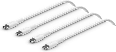 Belkin Boostcharge Braided USB C To Fast Charger Cable, USB Type C Charger Cable Fast Charging For iPhone 16, 15, Samsung Galaxy S24, S23, Pixel, iPad, Macbook, Nintendo And More, 2M, 2Pack, White