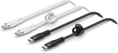Belkin Boostcharge Pro Flex Braided USB C Charger Cable, USB-IF Certified Power Delivery PD Type C Fast Charging Cable For iPhone 16, 15, Galaxy S24, S23, Macbook, iPad, Pixel, More - 1M, Black/White