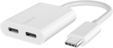 Belkin Rockstar USB-C Audio + Charge Adapter, Headphone Adapter With USB-C 60W Power Delivery Fast Charging For iPhone 16, iPad Pro, Galaxy, Note, Google Pixel, LG, Sony, Oneplus, And More, White
