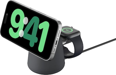 Belkin Boostcharge Pro 2-In-1 Wireless Charging Dock With MagSafe 15W Fast Charge iPhone Charger Compatible With iPhone 16, 15, 14, 13, And 12 Series, Airpods, And Other MagSafe Enabled Devices
