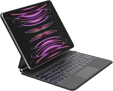 Belkin Pro iPad Keyboard Case With Magnetic Stand, Backlit Bluetooth Keyboard, Multi-Gesture Controls, Apple Pencil Storage, Leather Case, Qwerty, Multimedia Keys For iPad Air M2 13"/ iPad Pro 12.9