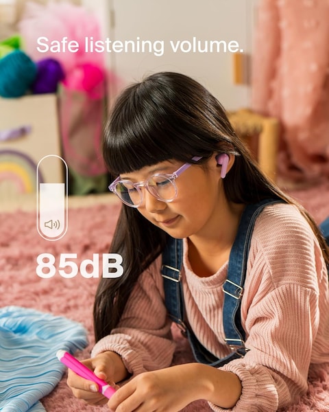 Belkin Soundform Nano 2 Bluetooth Earbuds For Kids With Built-In Microphone, 28H Battery Life, Safe 85Db Volume, IPX5 Water Resistance, Kids Bluetooth Earbuds For iPhone, iPad, Galaxy, &amp; More, Pink