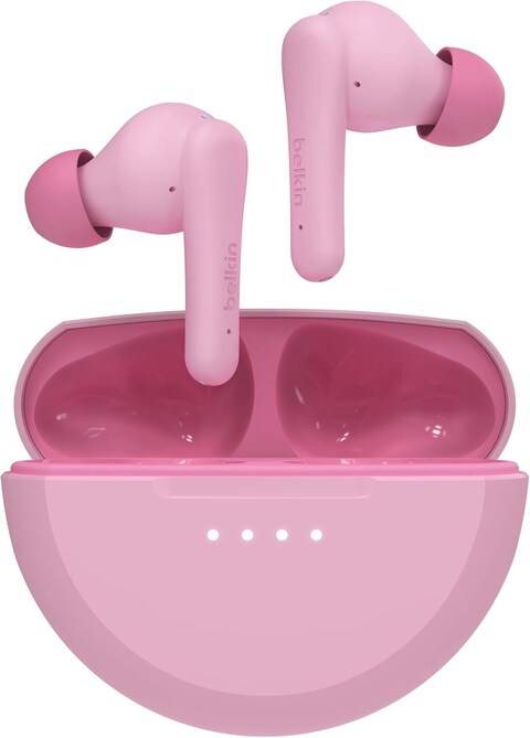 Belkin Soundform Nano 2 Bluetooth Earbuds For Kids With Built-In Microphone, 28H Battery Life, Safe 85Db Volume, IPX5 Water Resistance, Kids Bluetooth Earbuds For iPhone, iPad, Galaxy, &amp; More, Pink