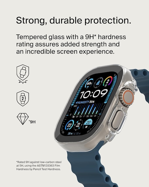 Belkin Screenforce Temperedcurve 2-In-1 Screen Protector For Apple Watch Ultra, Ultra 2 With Protective Bumper, Tempered Glass Screen Protector, Apple Watch Accessories, Clear