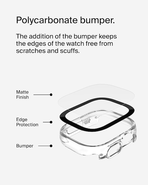 Belkin Screenforce Temperedcurve 2-In-1 Screen Protector For Apple Watch Ultra, Ultra 2 With Protective Bumper, Tempered Glass Screen Protector, Apple Watch Accessories, Clear