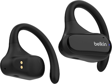 Belkin Soundform Clearfit Open-Ear Wireless Earbuds, Lightweight Sport Earphones, Bluetooth Earbuds With Long-Lasting Comfort, IPX5 Waterproof Earbuds For iPhone, Hiking, Biking, Running, Black