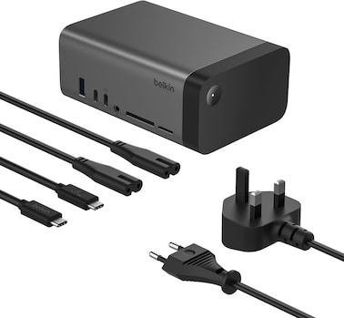Belkin USB-C Hub, 11-In-1 Pro Gan Dock 150W, Multi-Port Docking Station With USB-C, USB-A, Ethernet, SD, Micro SD, 3.5mm Port, 4K HDMI Ports For Triple Monitor Display, Compatible With Macbook Pro