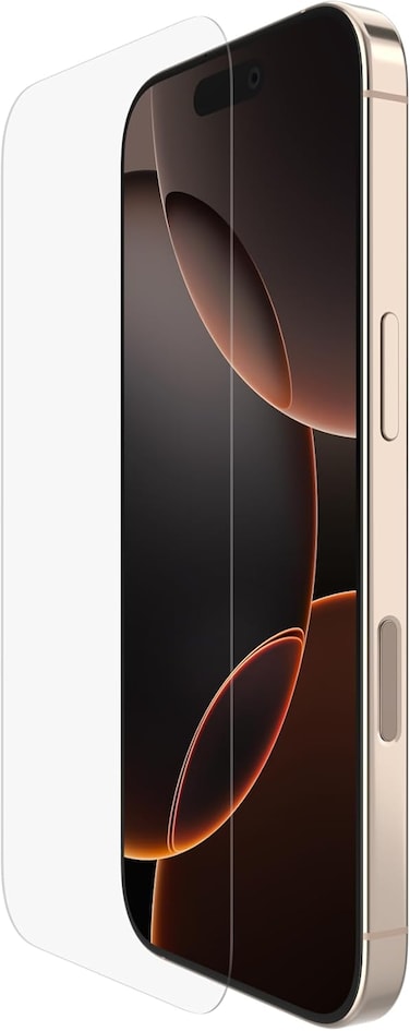 Belkin Screenforce Invisiglass iPhone 16 Pro Screen Protector, Scratch-Resistant Impact Protection, Easy Align Tray For Bubble Free Application Included, Made With Recycled Glass For iPhone 16 Pro