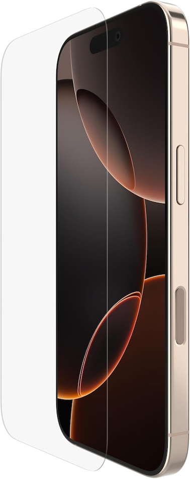 Belkin Screenforce Invisiglass iPhone 16 Pro Screen Protector, Scratch-Resistant Impact Protection, Easy Align Tray For Bubble Free Application Included, Made With Recycled Glass For iPhone 16 Pro