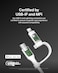 Belkin 2-In-1 Charging Cable With USB-C &amp; Lightning Connector, Braided Fast-Charging Cable, USB-C To USB-C &amp; Lightning Charger Cord, Multi-Charging Combo For Apple iPhone, iPad, Samsung, More, White
