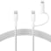 Belkin 2-In-1 Charging Cable With USB-C &amp; Lightning Connector, Braided Fast-Charging Cable, USB-C To USB-C &amp; Lightning Charger Cord, Multi-Charging Combo For Apple iPhone, iPad, Samsung, More, White