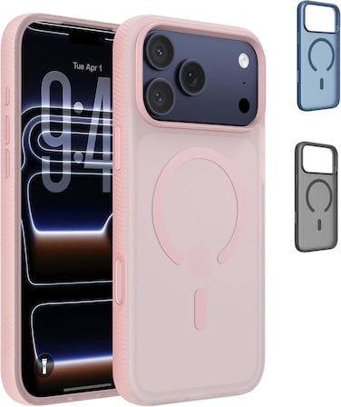 جراب Belkin SheerForce Grip متوافق مع MagSafe لهاتف iPhone 17 Pro Max بتصميم نحيف وخطوط جانبية مانعة للانزلاق - جراب حماية مغناطيسي وشفاف ومقاوم للصدمات لهاتف iPhone - وردي