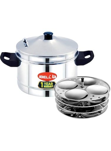 IBELL Outer Lid Idly Cooker Stainless Steel; Idli Maker With 4 Plates (16 Idlies), 5 liter