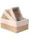 DAYONG Wicker Storage Baskets Set, A Set of 3 Handmade Paper Rope Baskets with Removable Linings, Storage Bins for Household Living Room, Bedroom, &amp; Bathroom (Color 1)