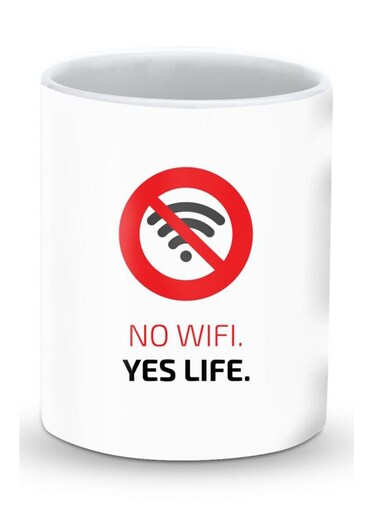 Premium No Wi-Fi, Yes Life Designer Mug White/Red/Black