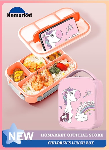 Lunch Box Kids Bento Box Lunch Containers for Adults Kids Toddler with Storage Bag,1300ML-4 Compartment Bento Lunch Box,Microwave &amp; Dishwasher &amp; Freezer Safe,BPA Free (pink)