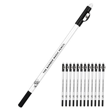 The Barber Magic Pencil for Lineup, Built-In Sharpener, White Hairline, 12 Pc