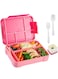 Bento Box, Lunch Box for Kids, Leak-Proof Lunch Box Container with 5 Compartment and Utensils Pink 23x17x4.8 cm 1330ML PP