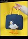 Lovely Cartoon Duck Design Lunch Bag Aluminum Foil Heat Preservation Canvas Bento Tote Bag for Men Women Kids School Office Outdoor Picnic
