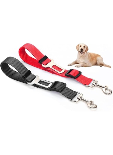 Khazna 2 Pack Red+Black Dog Seat Belt, Adjustable Safety Dog Seat Car Harness, Modern Minimalist Style, Durable and Safe Design