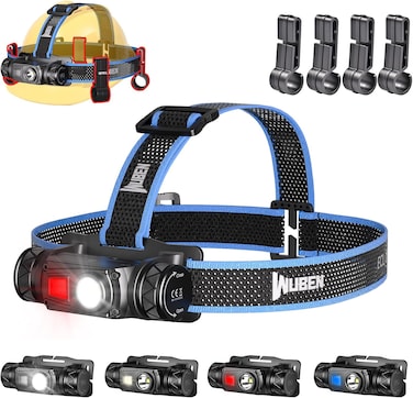 WUBEN H1 Headlamp Rechargeable Headlamp Flashlight, 1200 High Lumens Flashlight Head Light Torch, IP68 Waterproof for Running, Camping, Hiking