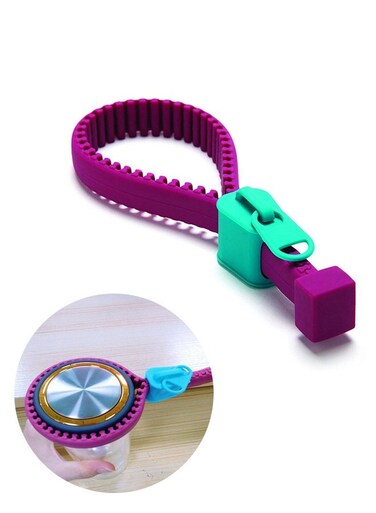 Silicone Zipper Can Jar Opener and Bottle Opener - Safe,Prevent Slipping and Increase Friction to Remove Stubborn Lids, Pull Tabs and Bottles