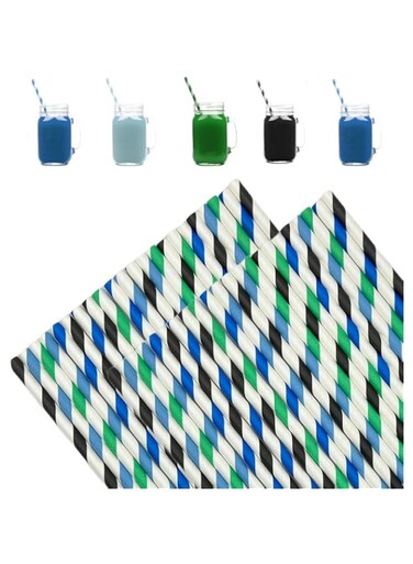 ECVV 100PCS Paper Drinking Straws - 8mm Biodegradable Paper Straws - Durable &amp; Eco-Friendly in Colour Stripes - Drinking Straws &amp; Party Decoration Supplies Random Color