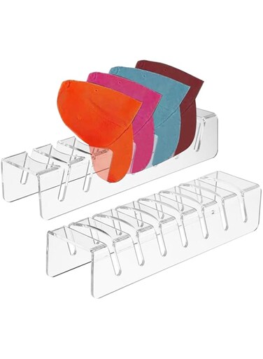 EACHPT Hat Stand for Baseball Caps Display Organizer, Hat Racks No Install Acrylic Hat Holder for 14 Baseball Caps for Bedroom, Closet, Dresser Office(2pcs)