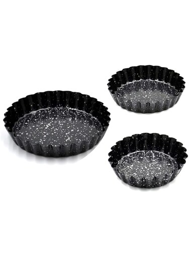 Prestige Granite 3Pc Multipurpose tart pan Set Black PR48787