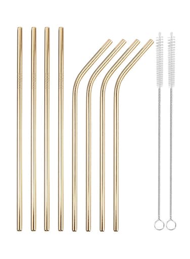HOME 10-Piece Light Drinking Straw Set Light Gold 21.5x0.6centimeter