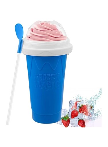 Erweicet Slushie Maker Cup - DIY Magic Slushy Maker Squeeze Cup, Smoothie Cups with Lids &amp; Straws, Slushy Cup for Juices, Milk and Ice Cream Make,Birthday Gifts for Friends&amp;Family Blue