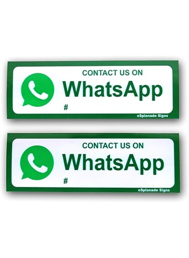 eSplanade CONTACT US ON WhatsApp Sign Sticker Decal - Easy to Mount Weather Resistant Long Lasting Ink Size (9" x 3")