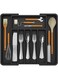 Silverware Drawer Organizer, Expandable Utensil Tray for Kitchen, BPA Free Flatware and Cutlery Holder, Adjustable Plastic Storage for Spoons Forks Knives, Large, Black,33-57*38*5 CM, cutlery organizer