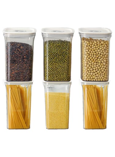 Airtight Food Storage Containers,Set of 6&iuml;&frac14;&OElig;Food Grade Plastic Sealed Storage Tank with Lock Lids,Kitchen Pantry Organization Storage Jars,Moisture Proof,for Candy,Coffee,Cereal (M:1000ML*6PC)
