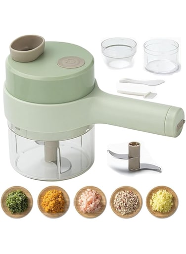 Maga Zone Portable Electric Vegetable Cutter Set &ndash; 4-in-1 Mini Wireless Food Processor with Brush, Electric Garlic Chopper, Multi-Function Vegetable Cutter for Garlic, Pepper, Onion, Ginger, Meat