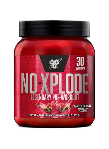 BSN N.O.-XPLODE Legendary Pre-Workout Supplement with Creatine, Beta-Alanine, and Energy, Dietary Supplement,1.22 LB (555 G), Watermelon, 30 Servings
