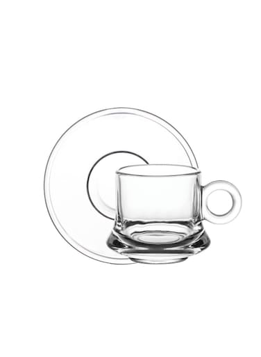 Art Coffee Cup &amp; Saucer Set - 80ml, 12-Pieces, Transparent