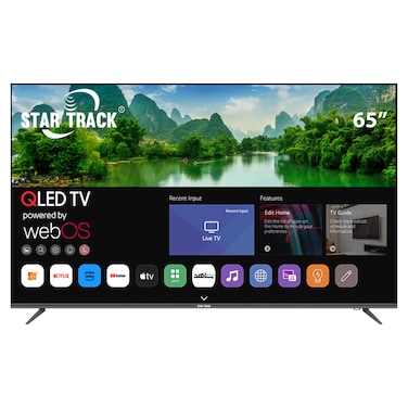 STAR TRACK 65 Inch QLED 4K Smart TV   HDR10+   Dolby Audio   95% Color Volume with Quantum Dot   350 Nits Ultra Bright Display   WebOS with Apple AirPlay &amp; Home   Air Mouse Remote   Ultra HD Smart TV