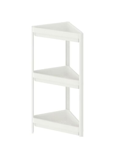 IKEA VESKEN Space Saving Polypropylene Plastic Shelf Unit, for Storage Home &amp; Kitchen Items, Toiletries from Shampoo Bottles to soap and Small Items, White (33X33X71 cm)