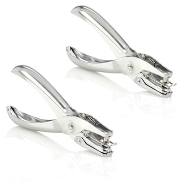 عبوة من 2 لكمات ذات ثقب واحد ، سعة 5 أوراق ، لكمة ورق مكتبي من الكروم للحرف اليدوية ، ولوازم المنزل والمدرسة والمكاتب - مثالية لسكرابوكينغ ، والمشاريع الحرفية ، وصناعة البطاقات ، وقطع الورق الدقيق