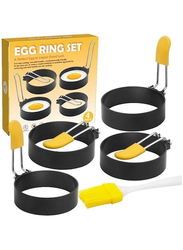 Stainless Steel Egg Ring, 4 Pack Nonstick Egg Maker Rings for Frying Eggs and Egg McMuffins, Egg Shaper for Frying Pan Cooking, Egg Molds for Griddle, Egg Circles for Breakfast Sandwich Burger