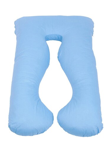 Contoured U Shaped Pregnancy Pillow Cotton Light Blue 140x80cm