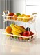 Fruit Storage Organizer Bins Kitchen Storage Box 2 Tier, Fruit Shelf Vegetable Shelf Double-Layer Detachable Fruit and Vegetable Storage Basket Household Fruit Storage Rack (white)
